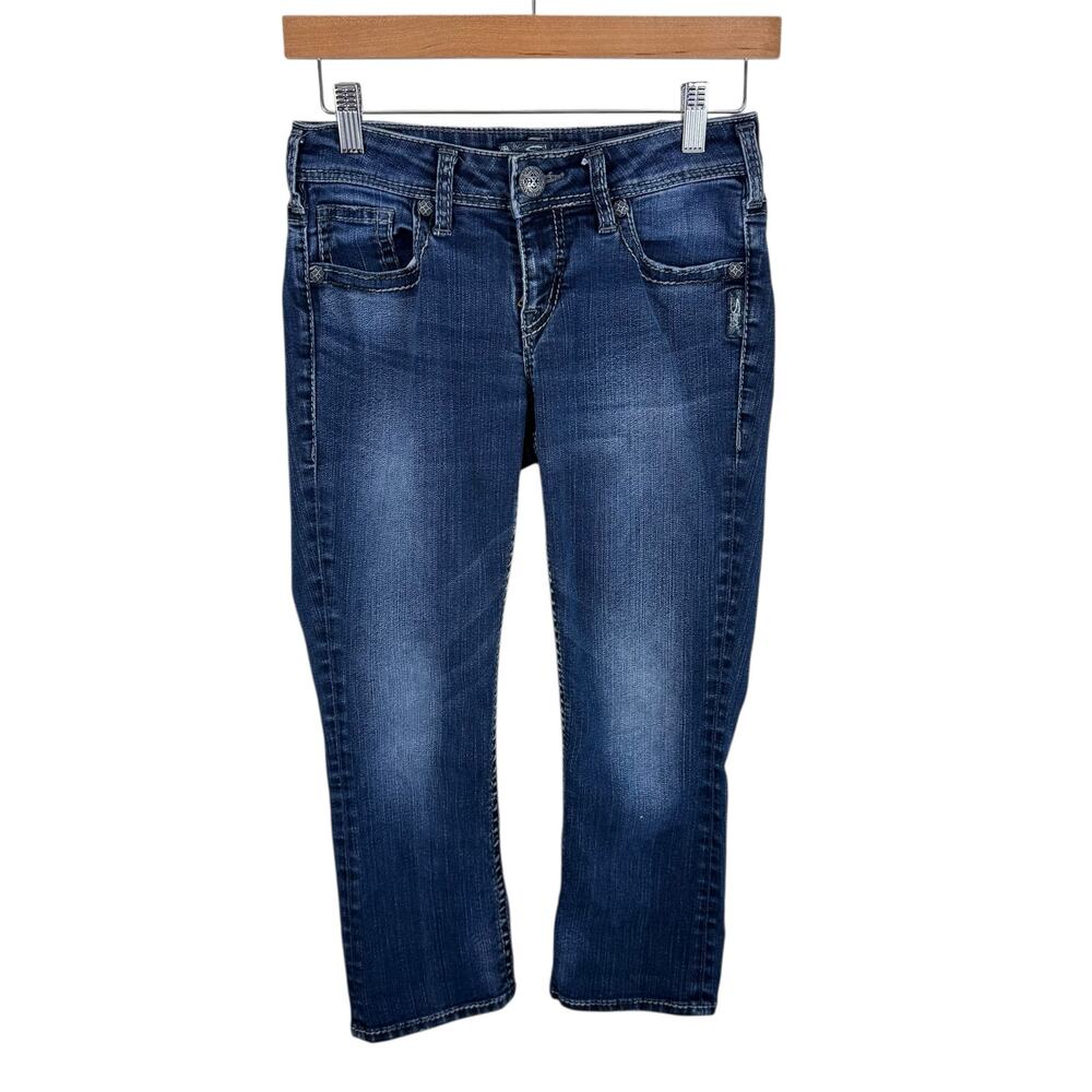 Silver Jeans Co. Aiko Kick Flare Low Rise Cotton Blend Jeans Capris‎ Size 26